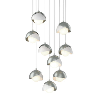 Hubbardton Forge - 131105-SKT-LONG-82-02-GG0711 - Brooklyn 9-Light Double Shade Pendant - Brooklyn - Vintage Platinum