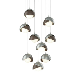 Hubbardton Forge - 131105-SKT-LONG-82-05-GG0711 - Brooklyn 9-Light Double Shade Pendant - Brooklyn - Vintage Platinum
