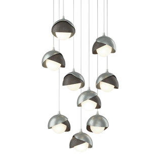 Hubbardton Forge - 131105-SKT-LONG-82-07-GG0711 - Brooklyn 9-Light Double Shade Pendant - Brooklyn - Vintage Platinum