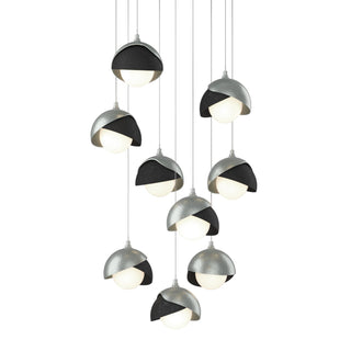 Hubbardton Forge - 131105-SKT-LONG-82-10-GG0711 - Brooklyn 9-Light Double Shade Pendant - Brooklyn - Vintage Platinum