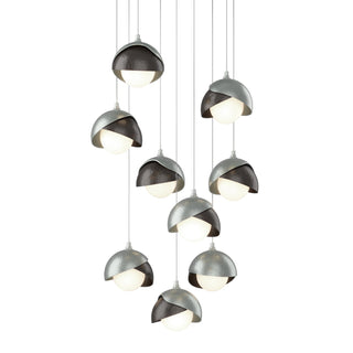 Hubbardton Forge - 131105-SKT-LONG-82-14-GG0711 - Brooklyn 9-Light Double Shade Pendant - Brooklyn - Vintage Platinum