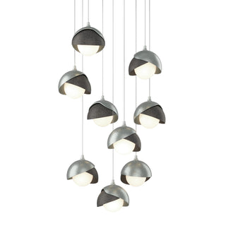 Hubbardton Forge - 131105-SKT-LONG-82-20-GG0711 - Brooklyn 9-Light Double Shade Pendant - Brooklyn - Vintage Platinum
