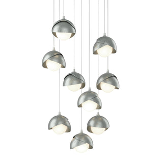 Hubbardton Forge - 131105-SKT-LONG-82-82-GG0711 - Brooklyn 9-Light Double Shade Pendant - Brooklyn - Vintage Platinum