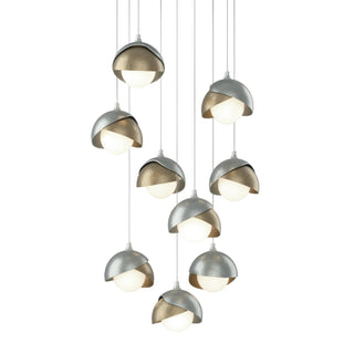 Hubbardton Forge - 131105-SKT-LONG-82-84-GG0711 - Brooklyn 9-Light Double Shade Pendant - Brooklyn - Vintage Platinum