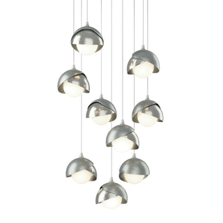 Hubbardton Forge - 131105-SKT-LONG-82-85-GG0711 - Brooklyn 9-Light Double Shade Pendant - Brooklyn - Vintage Platinum