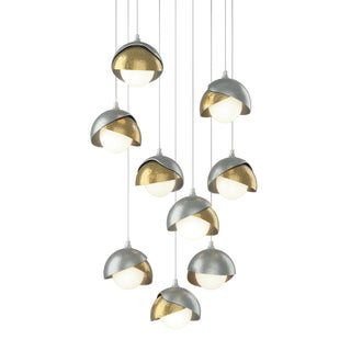 Hubbardton Forge - 131105-SKT-LONG-82-86-GG0711 - Brooklyn 9-Light Double Shade Pendant - Brooklyn - Vintage Platinum