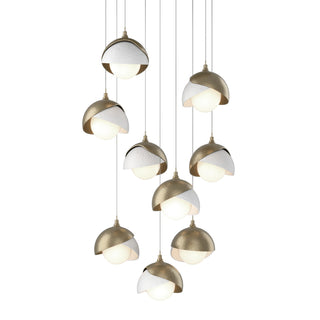 Hubbardton Forge - 131105-SKT-LONG-84-02-GG0711 - Brooklyn 9-Light Double Shade Pendant - Brooklyn - Soft Gold