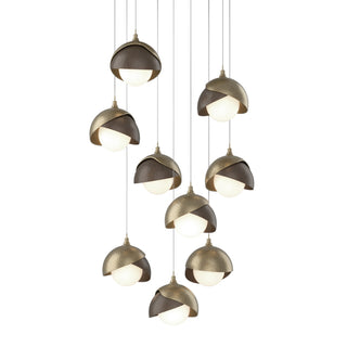 Hubbardton Forge - 131105-SKT-LONG-84-05-GG0711 - Brooklyn 9-Light Double Shade Pendant - Brooklyn - Soft Gold