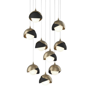Hubbardton Forge - 131105-SKT-LONG-84-10-GG0711 - Brooklyn 9-Light Double Shade Pendant - Brooklyn - Soft Gold