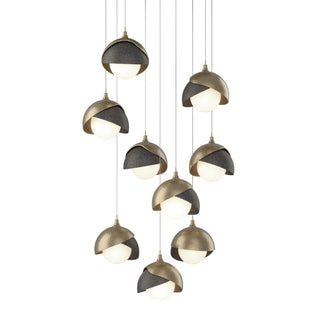 Hubbardton Forge - 131105-SKT-LONG-84-20-GG0711 - Brooklyn 9-Light Double Shade Pendant - Brooklyn - Soft Gold