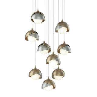 Hubbardton Forge - 131105-SKT-LONG-84-82-GG0711 - Brooklyn 9-Light Double Shade Pendant - Brooklyn - Soft Gold