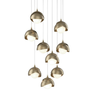 Hubbardton Forge - 131105-SKT-LONG-84-84-GG0711 - Brooklyn 9-Light Double Shade Pendant - Brooklyn - Soft Gold