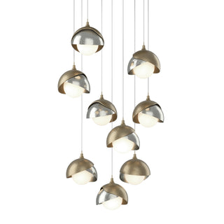 Hubbardton Forge - 131105-SKT-LONG-84-85-GG0711 - Brooklyn 9-Light Double Shade Pendant - Brooklyn - Soft Gold