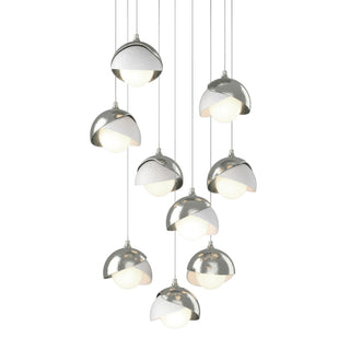 Hubbardton Forge - 131105-SKT-LONG-85-02-GG0711 - Brooklyn 9-Light Double Shade Pendant - Brooklyn - Sterling