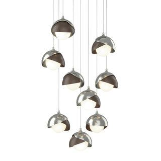 Hubbardton Forge - 131105-SKT-LONG-85-05-GG0711 - Brooklyn 9-Light Double Shade Pendant - Brooklyn - Sterling