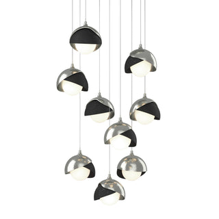 Hubbardton Forge - 131105-SKT-LONG-85-10-GG0711 - Brooklyn 9-Light Double Shade Pendant - Brooklyn - Sterling