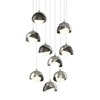 Hubbardton Forge - 131105-SKT-LONG-85-14-GG0711 - Brooklyn 9-Light Double Shade Pendant - Brooklyn - Sterling