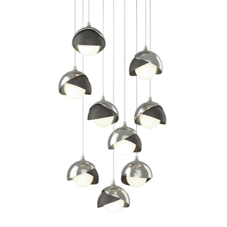 Hubbardton Forge - 131105-SKT-LONG-85-20-GG0711 - Brooklyn 9-Light Double Shade Pendant - Brooklyn - Sterling