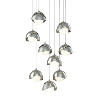 Hubbardton Forge - 131105-SKT-LONG-85-82-GG0711 - Brooklyn 9-Light Double Shade Pendant - Brooklyn - Sterling
