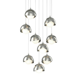 Hubbardton Forge - 131105-SKT-LONG-85-85-GG0711 - Brooklyn 9-Light Double Shade Pendant - Brooklyn - Sterling