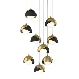 Hubbardton Forge - 131105-SKT-LONG-86-10-GG0711 - Brooklyn 9-Light Double Shade Pendant - Brooklyn - Modern Brass