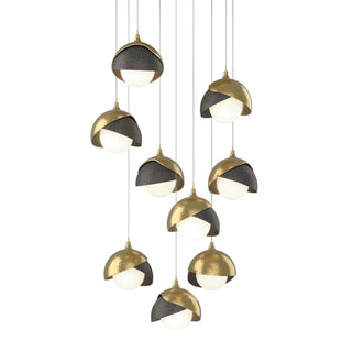 Hubbardton Forge - 131105-SKT-LONG-86-20-GG0711 - Brooklyn 9-Light Double Shade Pendant - Brooklyn - Modern Brass
