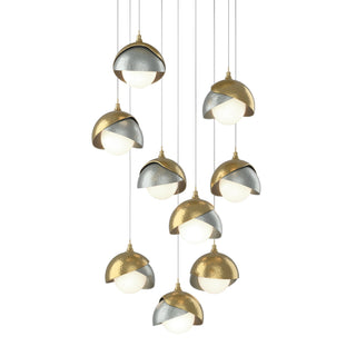 Hubbardton Forge - 131105-SKT-LONG-86-82-GG0711 - Brooklyn 9-Light Double Shade Pendant - Brooklyn - Modern Brass