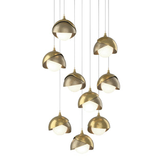 Hubbardton Forge - 131105-SKT-LONG-86-84-GG0711 - Brooklyn 9-Light Double Shade Pendant - Brooklyn - Modern Brass