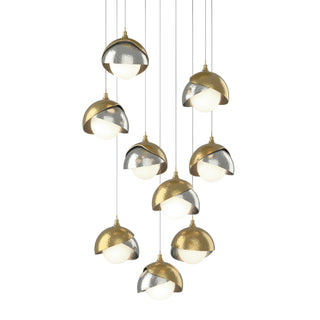 Hubbardton Forge - 131105-SKT-LONG-86-85-GG0711 - Brooklyn 9-Light Double Shade Pendant - Brooklyn - Modern Brass