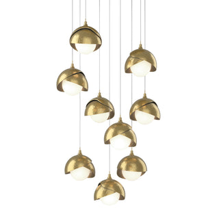 Hubbardton Forge - 131105-SKT-LONG-86-86-GG0711 - Brooklyn 9-Light Double Shade Pendant - Brooklyn - Modern Brass