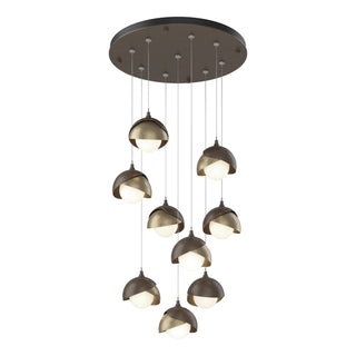 Hubbardton Forge - 131105-SKT-STND-05-84-GG0711 - Brooklyn 9-Light Double Shade Pendant - Brooklyn - Bronze