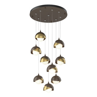Hubbardton Forge - 131105-SKT-STND-05-86-GG0711 - Brooklyn 9-Light Double Shade Pendant - Brooklyn - Bronze