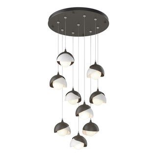 Hubbardton Forge - 131105-SKT-STND-07-02-GG0711 - Brooklyn 9-Light Double Shade Pendant - Brooklyn - Dark Smoke
