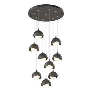Hubbardton Forge - 131105-SKT-STND-07-07-GG0711 - Brooklyn 9-Light Double Shade Pendant - Brooklyn - Dark Smoke