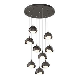 Hubbardton Forge - 131105-SKT-STND-07-14-GG0711 - Brooklyn 9-Light Double Shade Pendant - Brooklyn - Dark Smoke