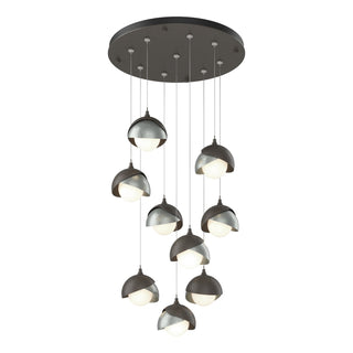 Hubbardton Forge - 131105-SKT-STND-07-82-GG0711 - Brooklyn 9-Light Double Shade Pendant - Brooklyn - Dark Smoke