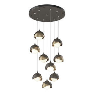 Hubbardton Forge - 131105-SKT-STND-07-84-GG0711 - Brooklyn 9-Light Double Shade Pendant - Brooklyn - Dark Smoke
