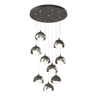 Hubbardton Forge - 131105-SKT-STND-07-85-GG0711 - Brooklyn 9-Light Double Shade Pendant - Brooklyn - Dark Smoke