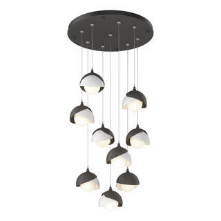 Hubbardton Forge - 131105-SKT-STND-20-02-GG0711 - Brooklyn 9-Light Double Shade Pendant - Brooklyn - Natural Iron