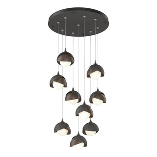 Hubbardton Forge - 131105-SKT-STND-20-05-GG0711 - Brooklyn 9-Light Double Shade Pendant - Brooklyn - Natural Iron
