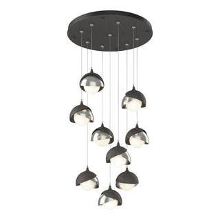 Hubbardton Forge - 131105-SKT-STND-20-85-GG0711 - Brooklyn 9-Light Double Shade Pendant - Brooklyn - Natural Iron