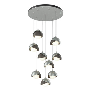 Hubbardton Forge - 131105-SKT-STND-82-07-GG0711 - Brooklyn 9-Light Double Shade Pendant - Brooklyn - Vintage Platinum