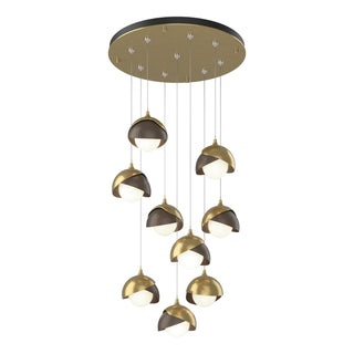 Hubbardton Forge - 131105-SKT-STND-86-05-GG0711 - Brooklyn 9-Light Double Shade Pendant - Brooklyn - Modern Brass