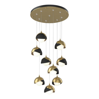 Hubbardton Forge - 131105-SKT-STND-86-10-GG0711 - Brooklyn 9-Light Double Shade Pendant - Brooklyn - Modern Brass
