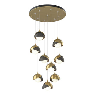 Hubbardton Forge - 131105-SKT-STND-86-20-GG0711 - Brooklyn 9-Light Double Shade Pendant - Brooklyn - Modern Brass