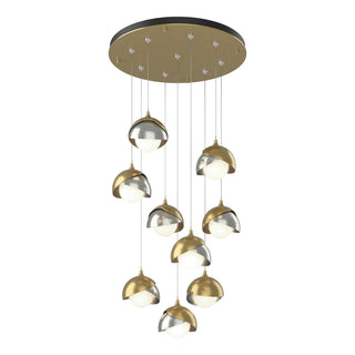 Hubbardton Forge - 131105-SKT-STND-86-85-GG0711 - Brooklyn 9-Light Double Shade Pendant - Brooklyn - Modern Brass