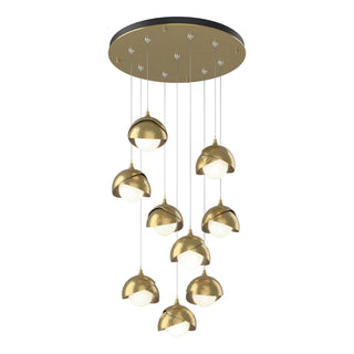 Hubbardton Forge - 131105-SKT-STND-86-86-GG0711 - Brooklyn 9-Light Double Shade Pendant - Brooklyn - Modern Brass