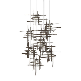 Hubbardton Forge - 131107-SKT-LONG-05-II0728 - Tura 9-Light Seeded Glass Pendant - Tura - Bronze