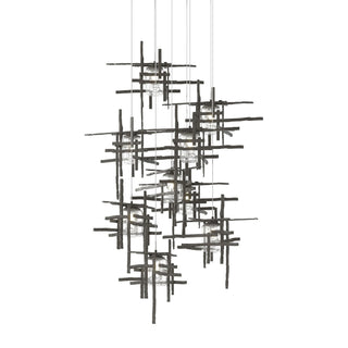 Hubbardton Forge - 131107-SKT-LONG-07-II0728 - Tura 9-Light Seeded Glass Pendant - Tura - Dark Smoke