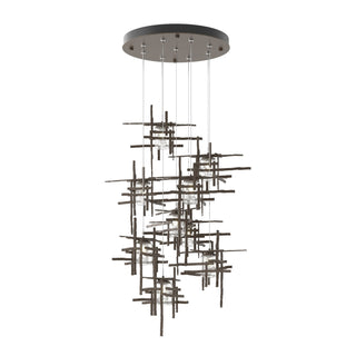 Hubbardton Forge - 131107-SKT-STND-05-II0728 - Tura 9-Light Seeded Glass Pendant - Tura - Bronze